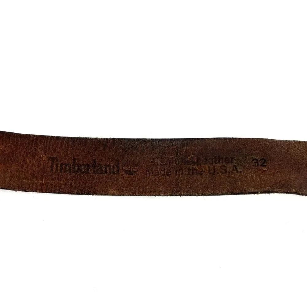 Timberland Men's Size 32 Dark Brown Genuine Leather‎ Casual Belt Made in USA